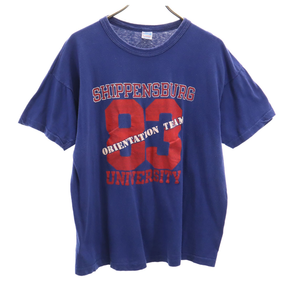 Champion チャンピオン 70s ヴィンテージ USA製 バータグ後期 半袖 シングルステッチ カレッジロゴ Tシャツ XL ブルー シッペンズバーグ大学