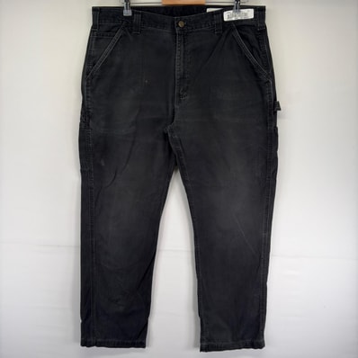 古着 カーハート Carhartt パンツ ペインター ワンポイント ジップ ハンマーループ スパナポケット w38 L32 ブラック系 メンズ