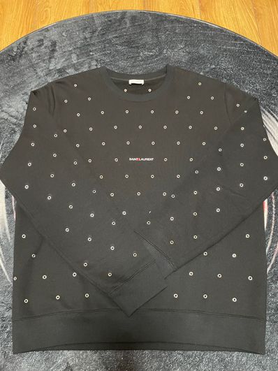 SAINT LAURENT サンローラン アイレット スウェット ブラックXXL