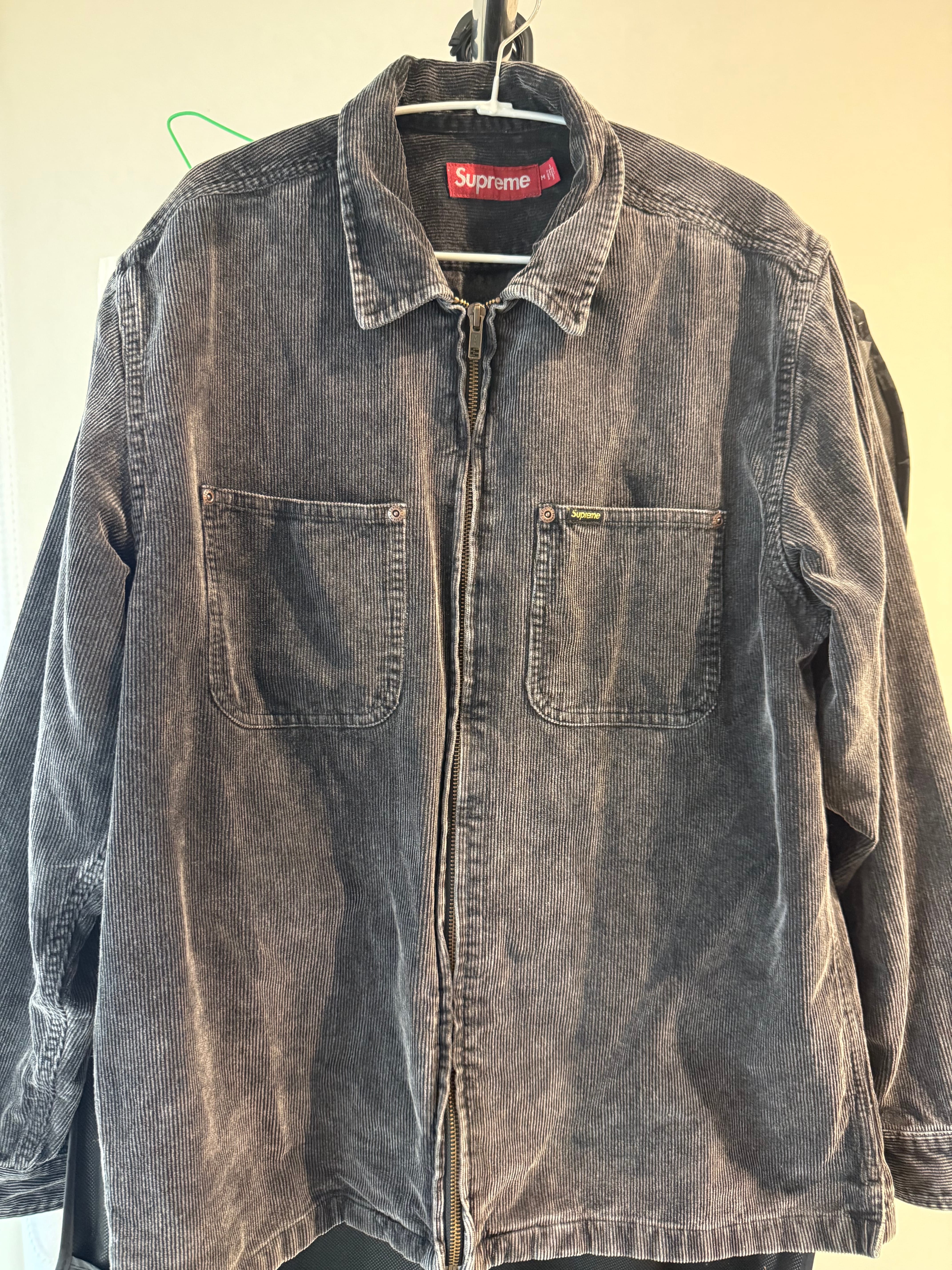 Supreme Washed Corduroy Zip Up Shirt "Black"