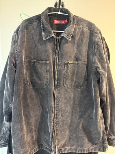 Supreme Washed Corduroy Zip Up Shirt "Black"