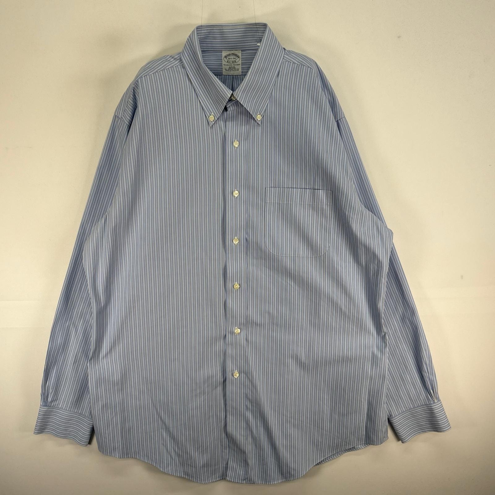 古着 ブルックスブラザーズ Brooks Brothers 長袖シャツ 胸ポケ ボタンダウン L ブルー系 ストライプ メンズ
