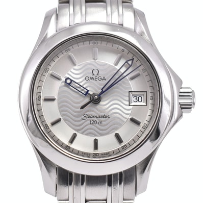 オメガ OMEGA シーマスター 120M デイト クォーツ レディース 良品 箱・保証書付き A#146096