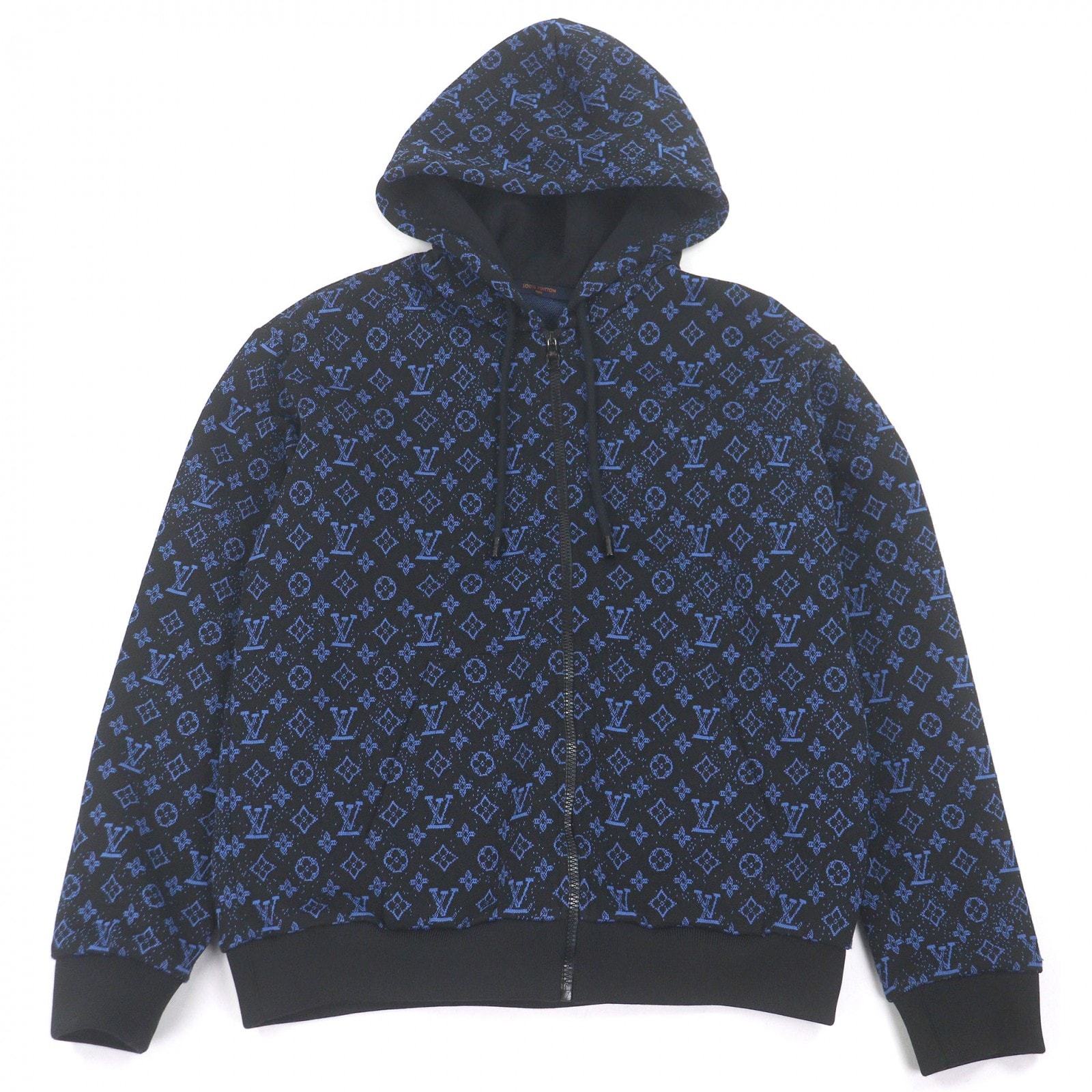 美品 ルイヴィトン パーカー モノグラムジップスルー ブラック メンズ M