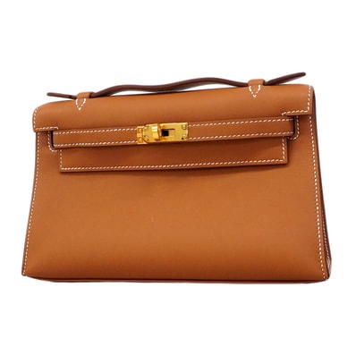 ★SALE【6ge6628-g】エルメス ハンドバッグ ポシェットケリー スイフト ゴールド ゴールド金具 G刻印【中古】レディース