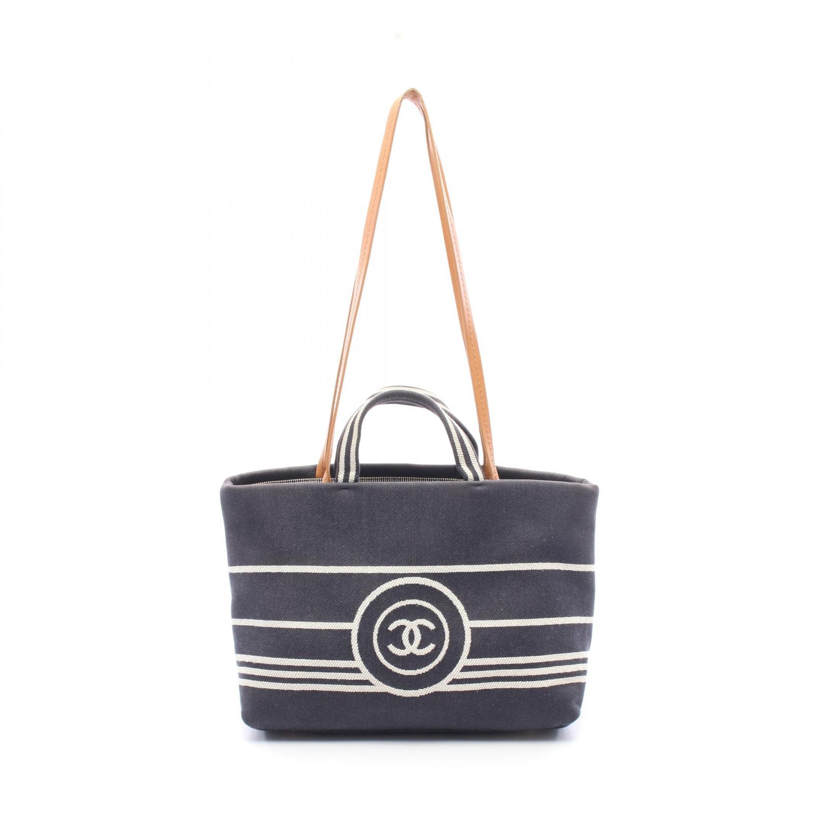 シャネル CHANEL ココマーク 2WAY トートバッグ バッグ デニム レザー レディース ネイビー系 / ブラウン系 【中古】