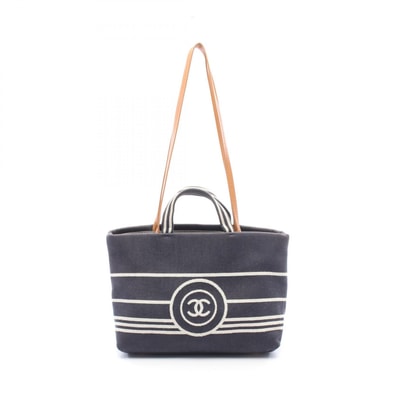 シャネル CHANEL ココマーク 2WAY トートバッグ バッグ デニム レザー レディース ネイビー系 / ブラウン系 【中古】