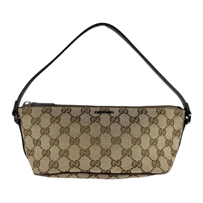 グッチ GUCCI ハンドバッグ GGキャンバス/レザー ブラウン レディース 141809【中古】 z10112