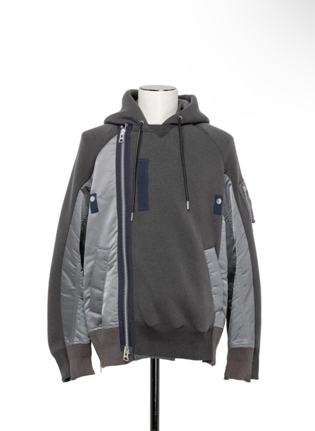 sacai フード ブルゾン チャコールグレー Sponge Sweat Blouson 23-03173M