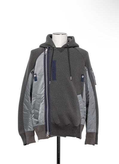 sacai フード ブルゾン チャコールグレー Sponge Sweat Blouson 23-03173M
