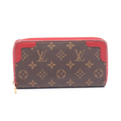 ルイ・ヴィトン LOUIS VUITTON ジッピー ウォレット レティーロ ラウンド長財布 財布 レザー PVCコーティングキャンバス モノグラム スリーズ レディース ブラウン系 / レッド系 M61854 【中古】