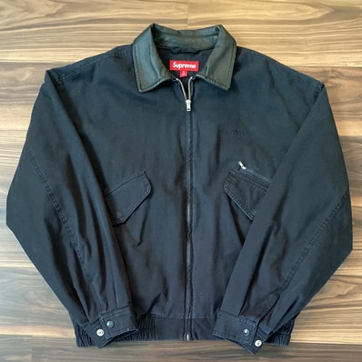 Supreme Leather Collar Utility Jacket "Black"