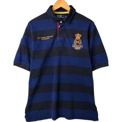 古着 ラルフローレン Ralph Lauren POLO by Ralph Lauren ボーダー柄 半袖 ラガーシャツ メンズXL相当/eaa562430