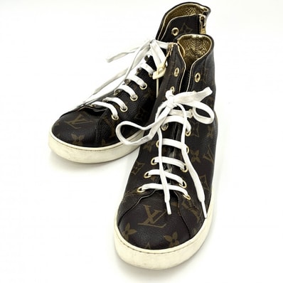 LOUIS VUITTON(ルイヴィトン)ステラー・ライン モノグラム ハイカットスニーカー ゴールド レディース 36 1/2(約23.5センチ) 【中古】