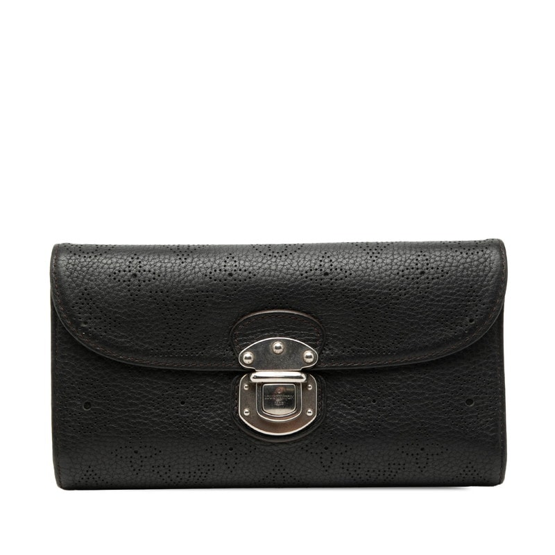 ルイ ヴィトン マヒナ ポルトフォイユ アメリア 二つ折り 長財布 M95549 ブラック レザー メンズ LOUIS VUITTON 【中古】
