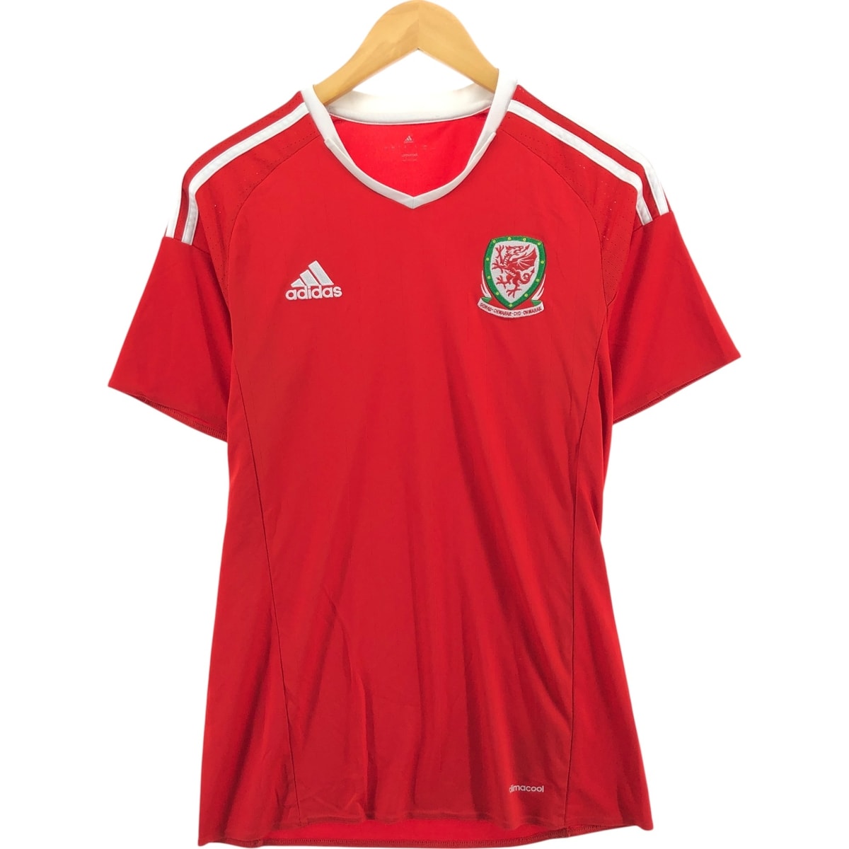 古着 アディダス adidas ウェールズ 代表 Vネック サッカーユニフォーム ゲームシャツ メンズM相当/eaa552776