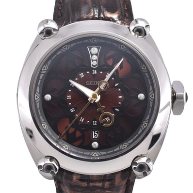 セイコー SEIKO SBLM009/8L36-00C0 ガランテ 100本限定 6P ダイヤモンド ブラウン 自動巻き メンズ 良品 内箱・保証書付き 腕時計 M#151324