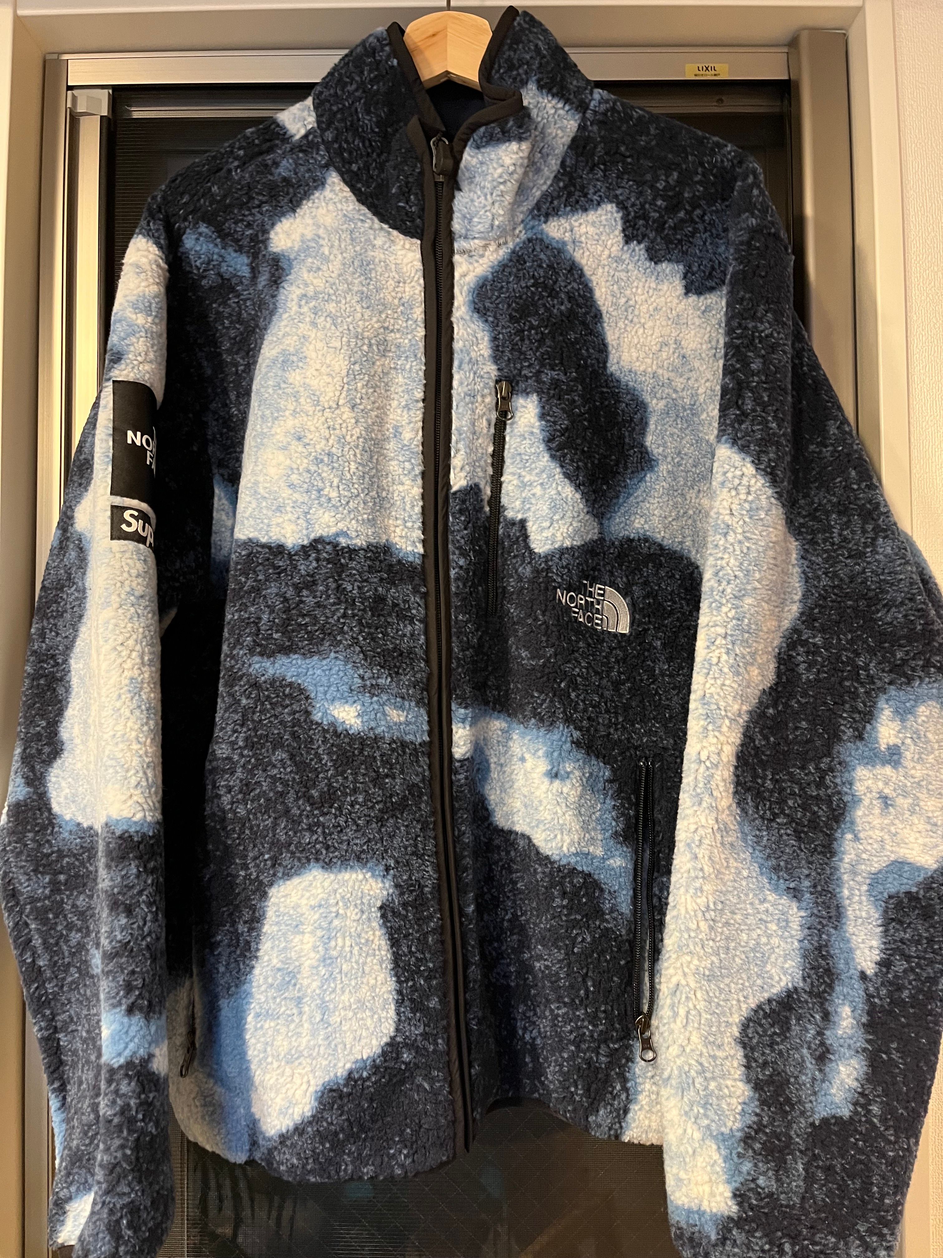 Supreme x The North Face Bleached Denim Print Fleece Jacket "Indigo"