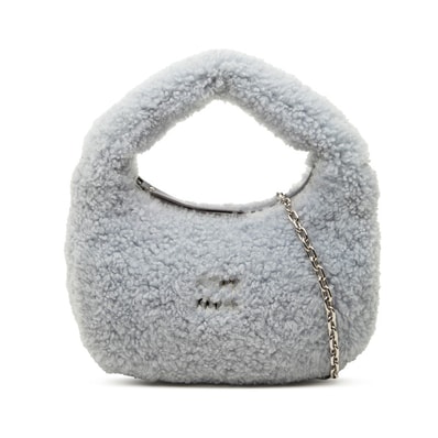 ミュウミュウ ワンダー ホーボーバッグ ハンドバッグ チェーン ショルダーバッグ 2WAY ブルー系 ウール レディース MIUMIU 中古