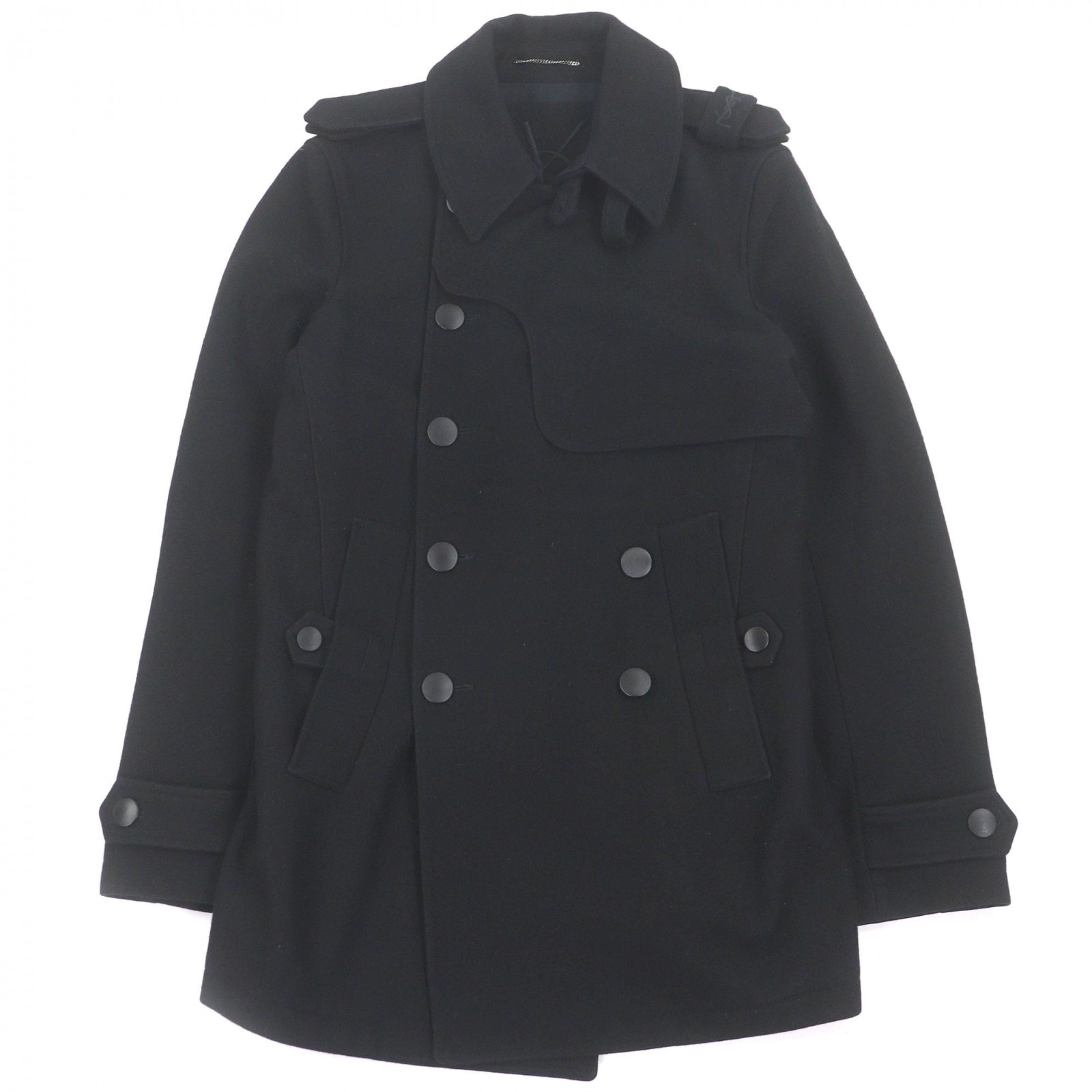 美品 イヴ・サンローラン コート ブラック メンズ 44 291830