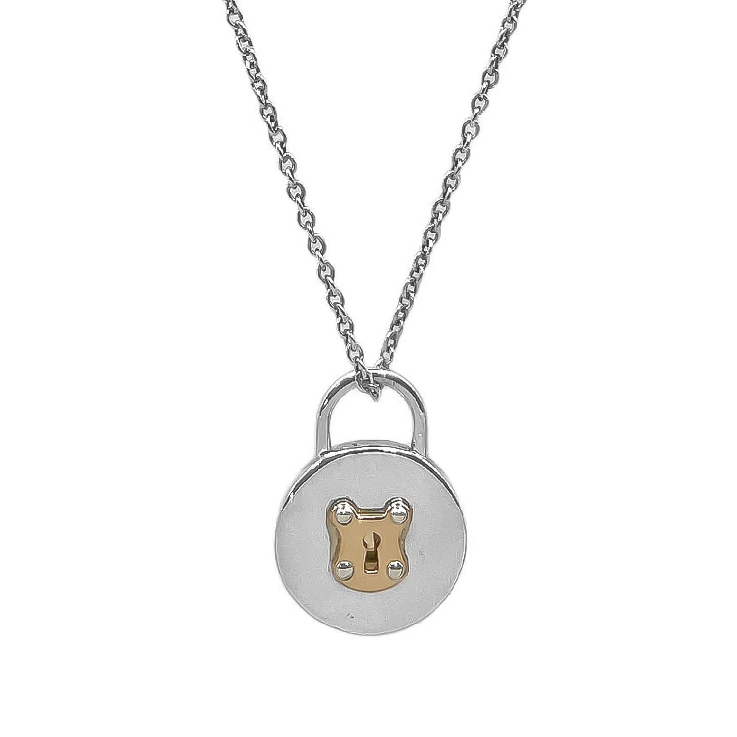 TIFFANY&Co. ティファニー ラウンドロック 鍵 コンビ ネックレス
 ペンダント コンビ SV925 K18 シルバー 新品仕上済 レディース
 【中古】