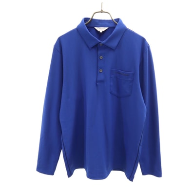 美品 LANVIN SPORT ランバンスポール ハウンドトゥース柄 長袖 ポロシャツ 40 ブルー 千鳥格子