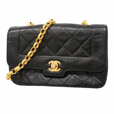 【6gc2864】シャネル ショルダーバッグ マトラッセ チェーンショルダー ラムスキン ブラック ゴールド金具【中古】レディース