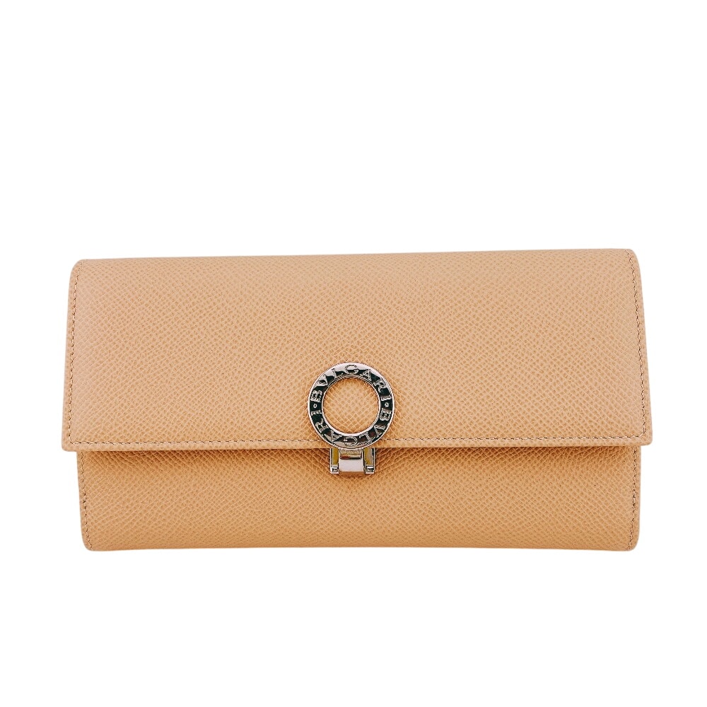 ブルガリ BVLGARI 長財布 Wホック 二つ折り ロゴクリップ ベージュ