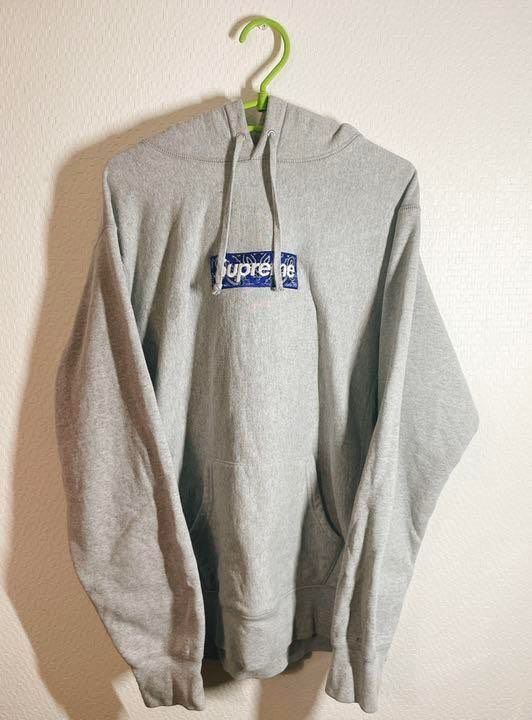 Supreme Bandana Box Logo Hooded Sweatshirt "Grey"