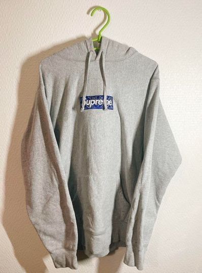 Supreme Bandana Box Logo Hooded Sweatshirt "Grey"