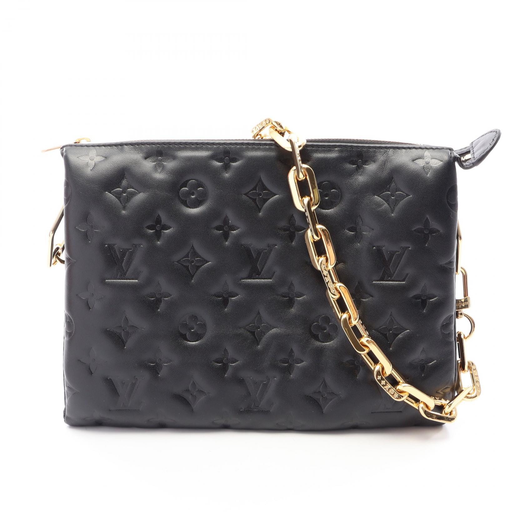 ルイ・ヴィトン LOUIS VUITTON クッサンPM ショルダーバッグ バッグ レザー モノグラム・エンボス ノワール レディース ブラック系 M57790 【中古】