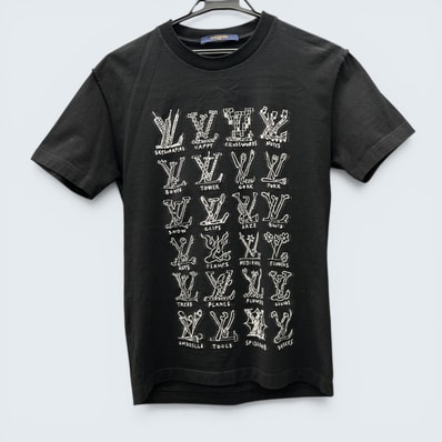 LOUIS VUITTON 極美品 ルイヴィトン 21SS カートゥーン LVロゴ Tシャツ RM211M ZMI HKY20W コットン ブラック #XS 半袖 カットソー トップス モノグラム ロゴ LV ヴィトン Aランク 中古 鑑定済 ヴィトンTシャツ