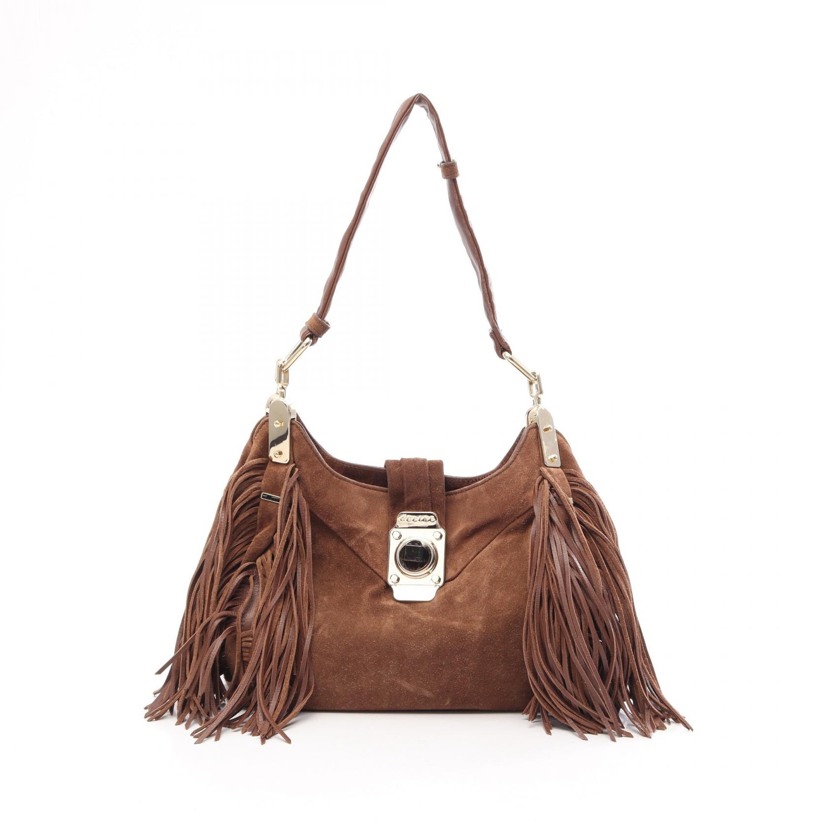 セリーヌ CELINE フリンジ ショルダーバッグ バッグ スウェード レディース ブラウン系 【中古】