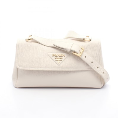 プラダ PRADA ヴィッテロダイノ ソフト ショルダーバッグ バッグ レザー レディース ホワイト系 1BN022 【中古】