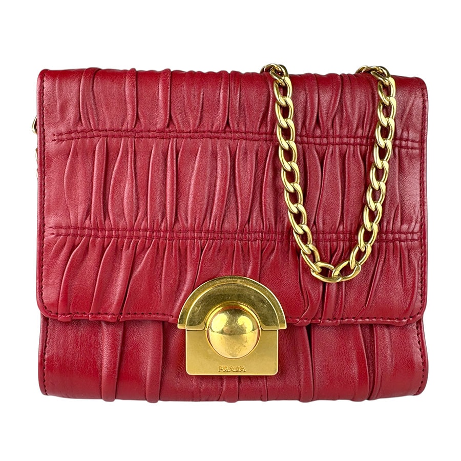 プラダ PRADA ショルダーバッグ レザー レッド レディース【中古】 z9094