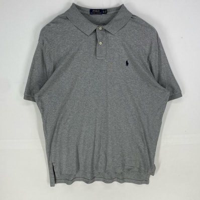 古着 ラルフローレン RALPH LAUREN 半袖シャツ ワンポイントロゴ ポロシャツ ショートスリーブ XL グレー系 メンズ