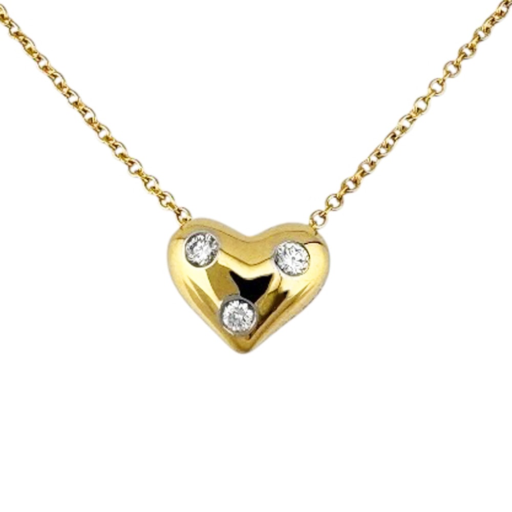 ティファニー ドッツ ピンチド ハート ネックレス 18金 K18イエローゴールド ダイヤモンド レディース TIFFANY&Co.  中古