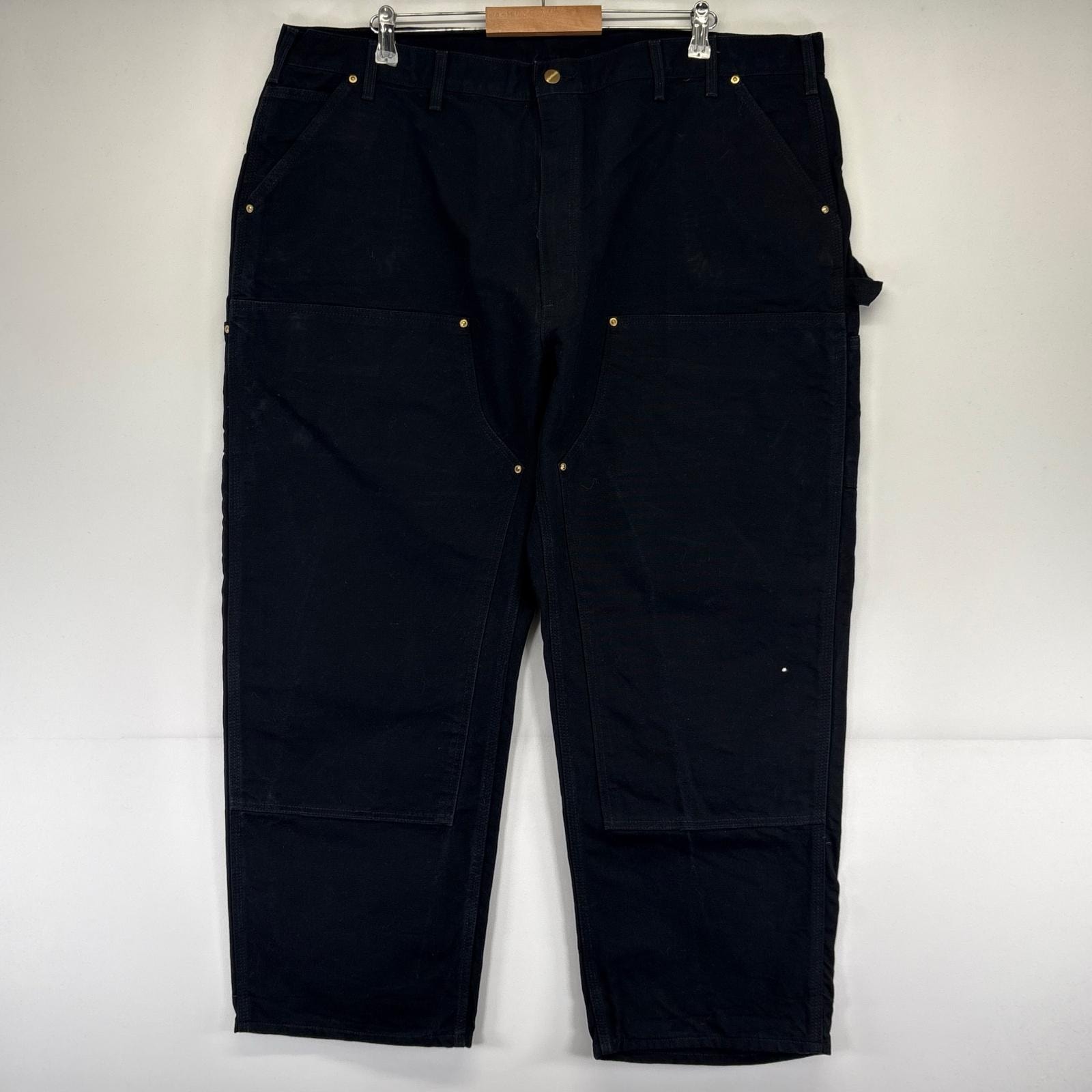 古着 カーハート Carhartt USA製 ダック パンツ ペインター ダブルニー ワーク 大きいサイズ w46×L30  ブラック系 メンズ