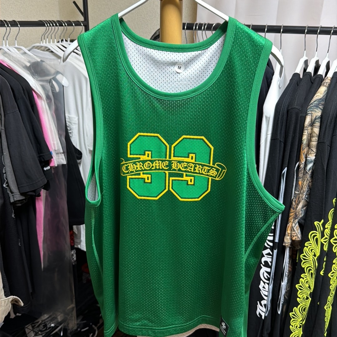 Chrome Hearts Reversible CH Logo Print Mesh Tank Top "Green"