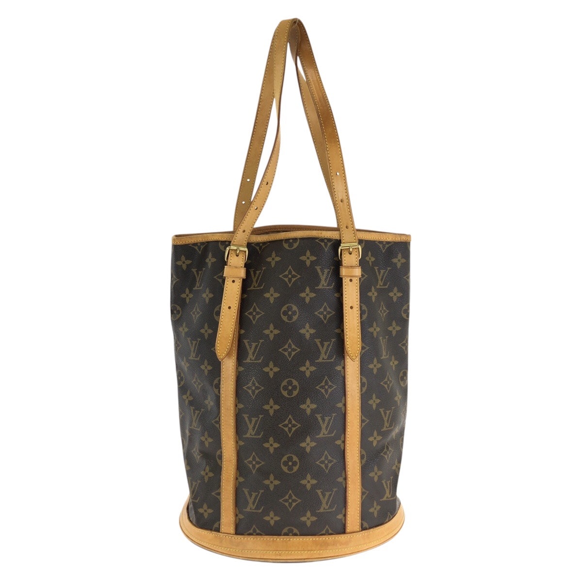 LOUIS VUITTON ルイヴィトン モノグラム バケットGM ブラウン ゴールド金具 PVC レザー/ ショルダーバッグ トートバッグ 602392 【中古】