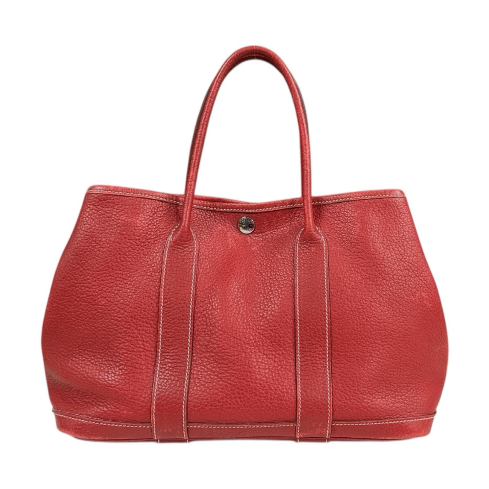 エルメス ガーデンパーティTPM トートバッグ カントリー レッド レディース HERMES  中古