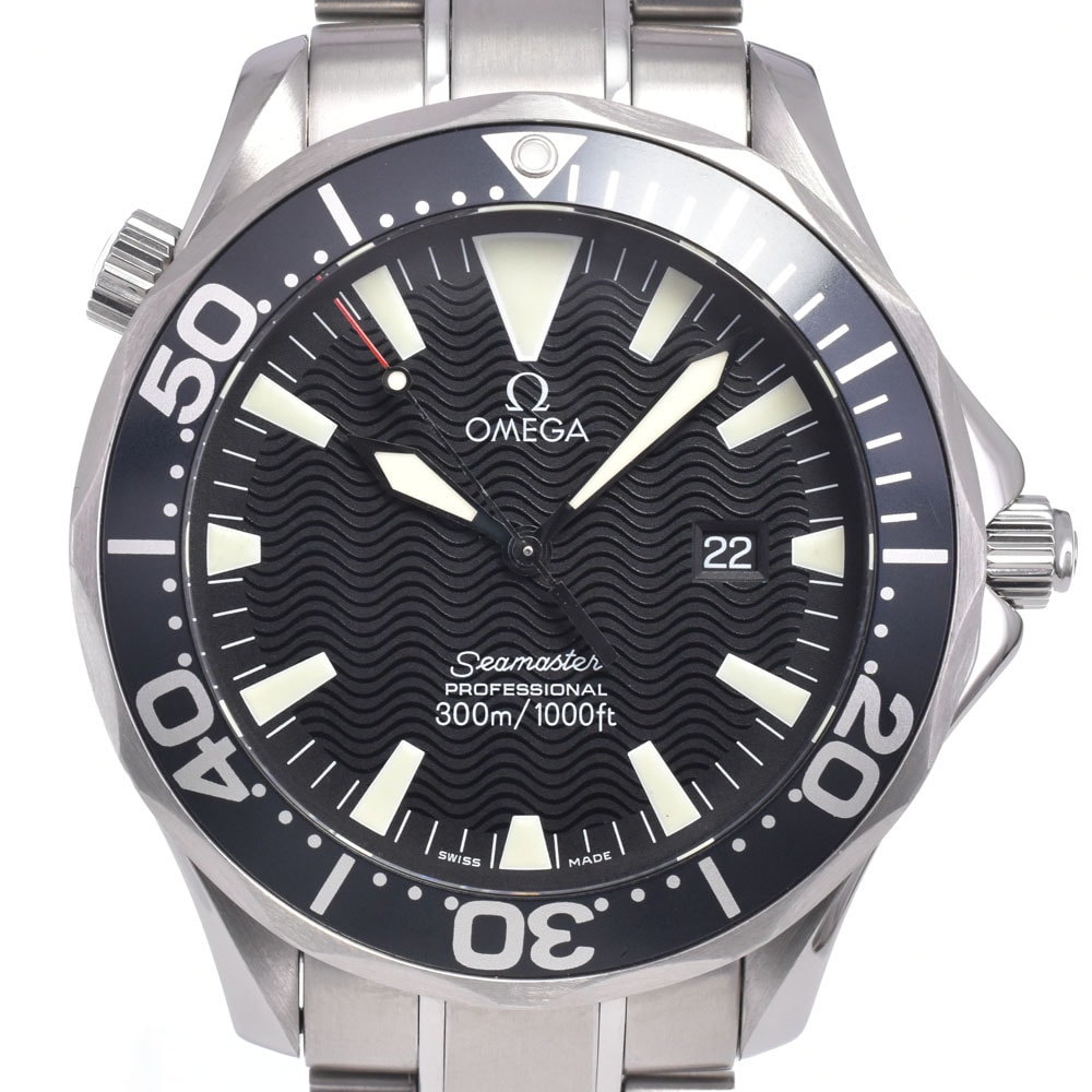 オメガ OMEGA 2264.50 シーマスター プロフェッショナル 300M デイト ブラック クォーツ メンズ 美品 箱・保証書付き 腕時計 N#147480