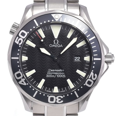 オメガ OMEGA 2264.50 シーマスター プロフェッショナル 300M デイト ブラック クォーツ メンズ 美品 箱・保証書付き 腕時計 N#147480