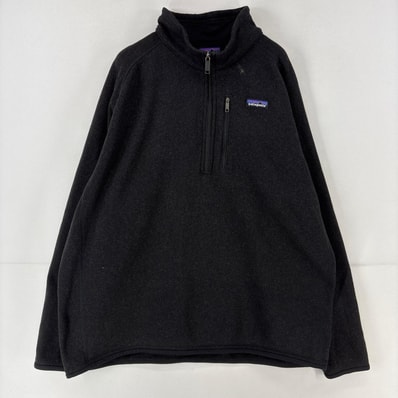 古着 パタゴニア patagonia フリース ニット ハーフジップ ロゴ ベターセーター 大きいサイズ プルオーバー 2XL ブラック 無地 メンズ