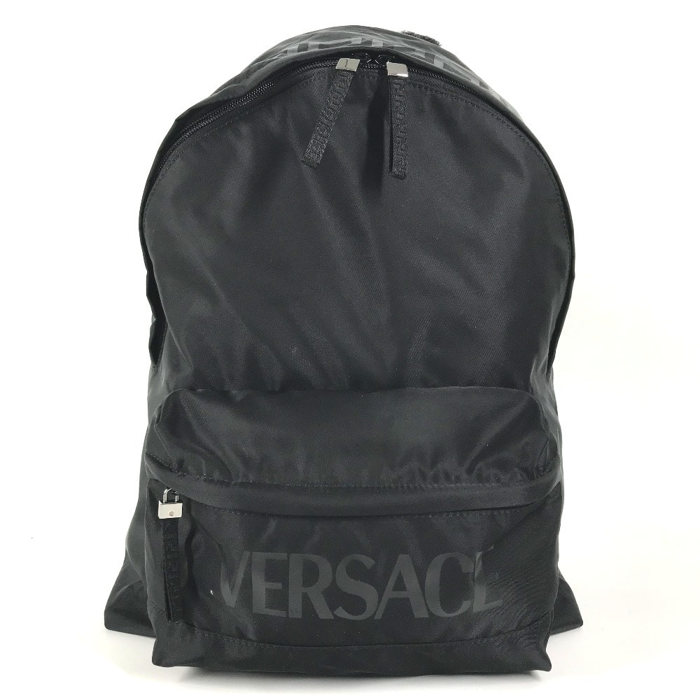 ヴェルサーチ VERSACE ロゴ バックパック カバン かばん リュックサック ナイロン ブラック