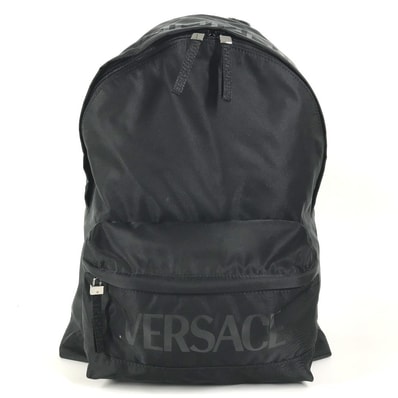 ヴェルサーチ VERSACE ロゴ バックパック カバン かばん リュックサック ナイロン ブラック