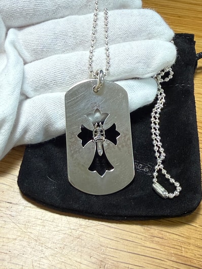 Chrome Hearts Dog Tag L Cross Dagger "Silver"