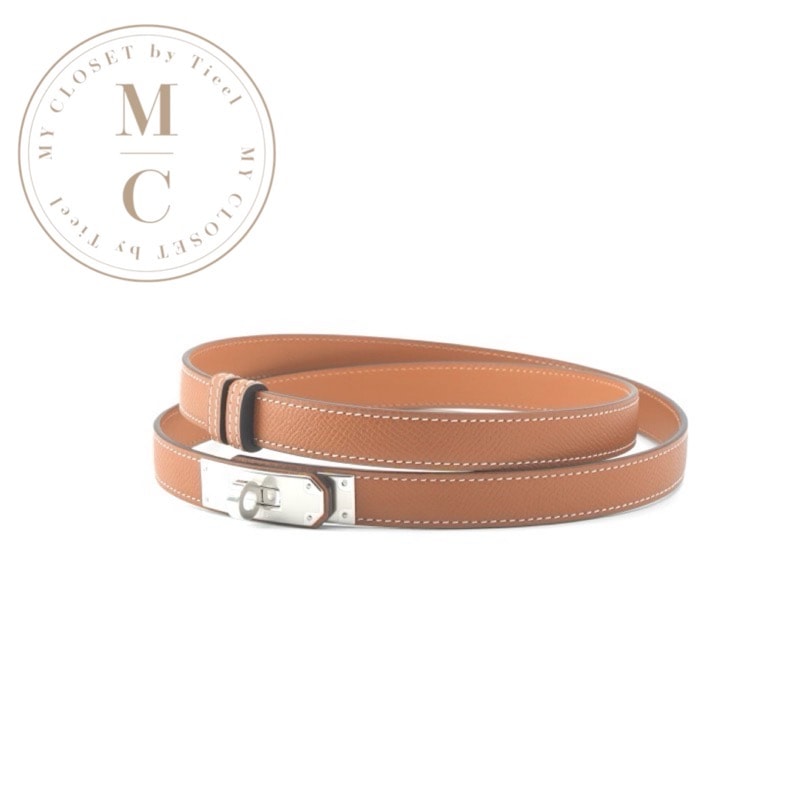エルメス HERMES ベルト レザー ゴールド(ブラウン) シルバー ケリー ベルト
