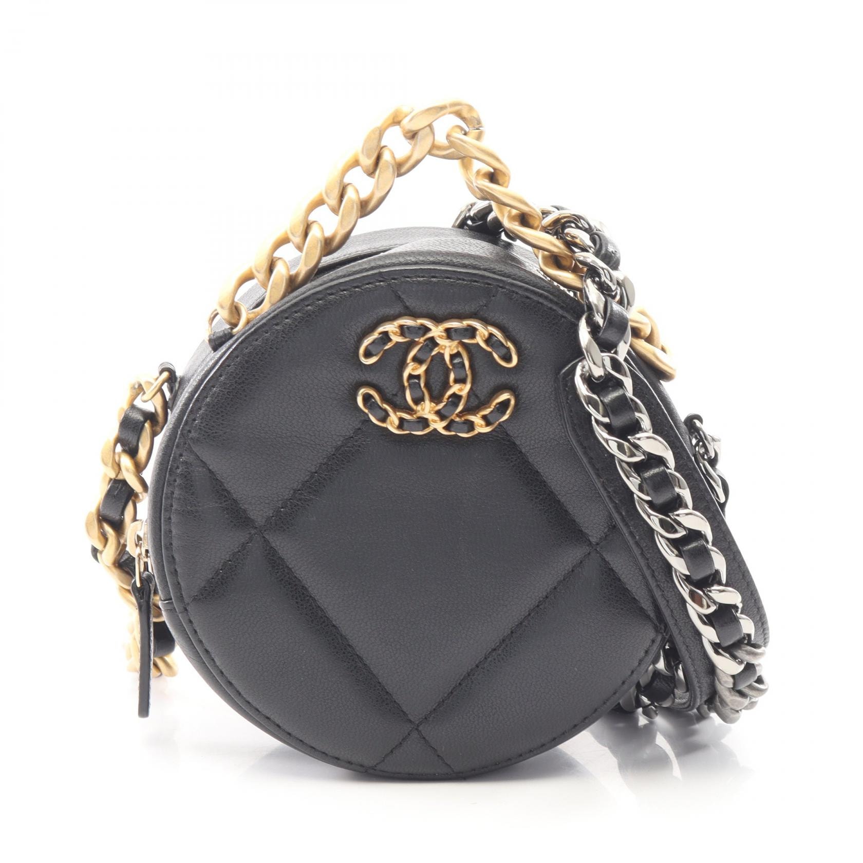 シャネル CHANEL シャネル19 マトラッセ コンビ金具 2WAY ショルダーバッグ バッグ ラムスキン(羊革) レディース ブラック系 AP0945 【中古】