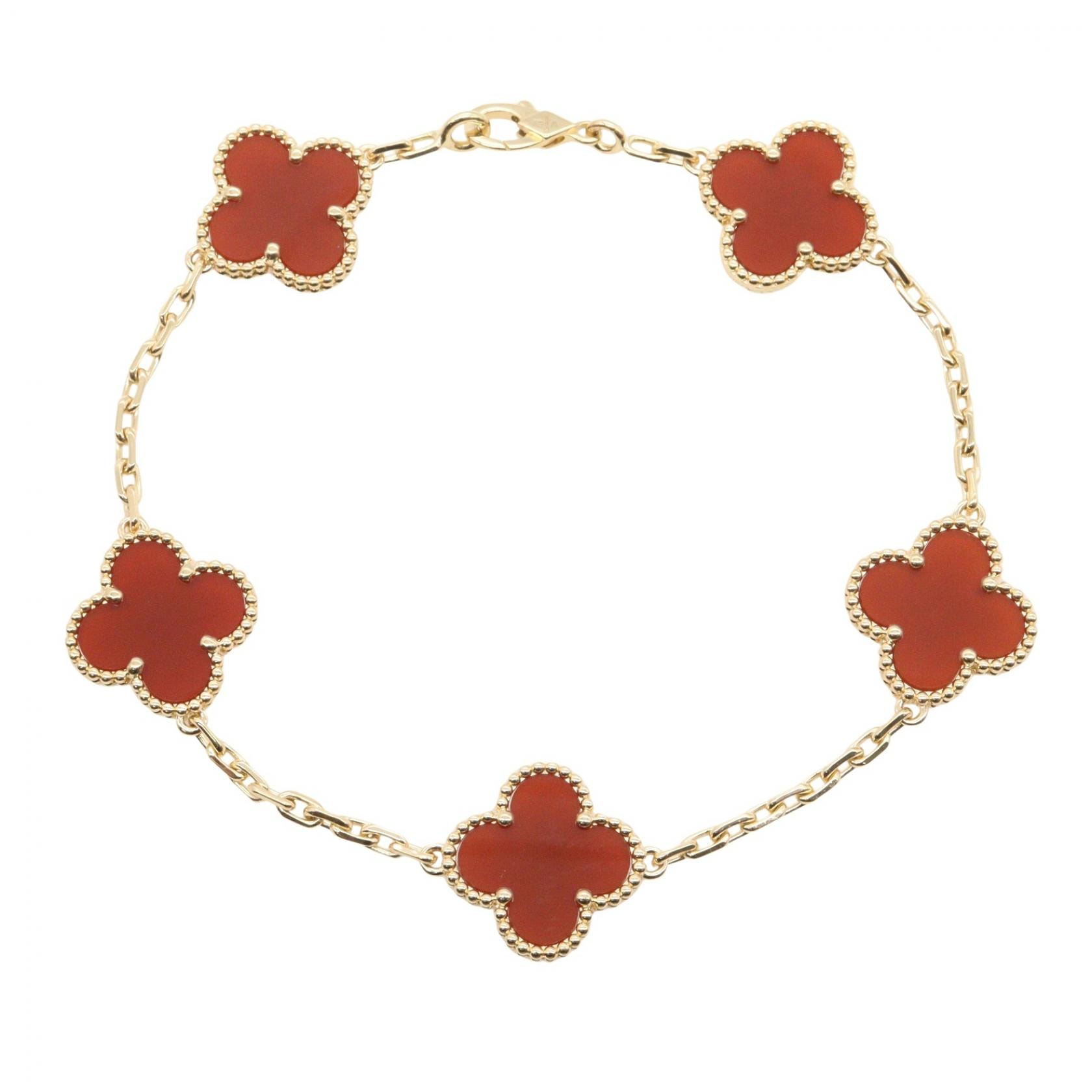 ヴァンクリーフ&アーペル Van Cleef & Arpels ヴィンテージアルハンブラ カーネリアン 5モチーブレスレット ブレスレット アクセサリー K18(イエローゴールド) カーネリアン レディース ゴールド系 / レッド系